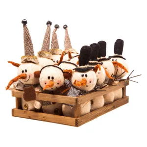 Plush Snowman Assortment W/ Wooden Display Crate,p1527