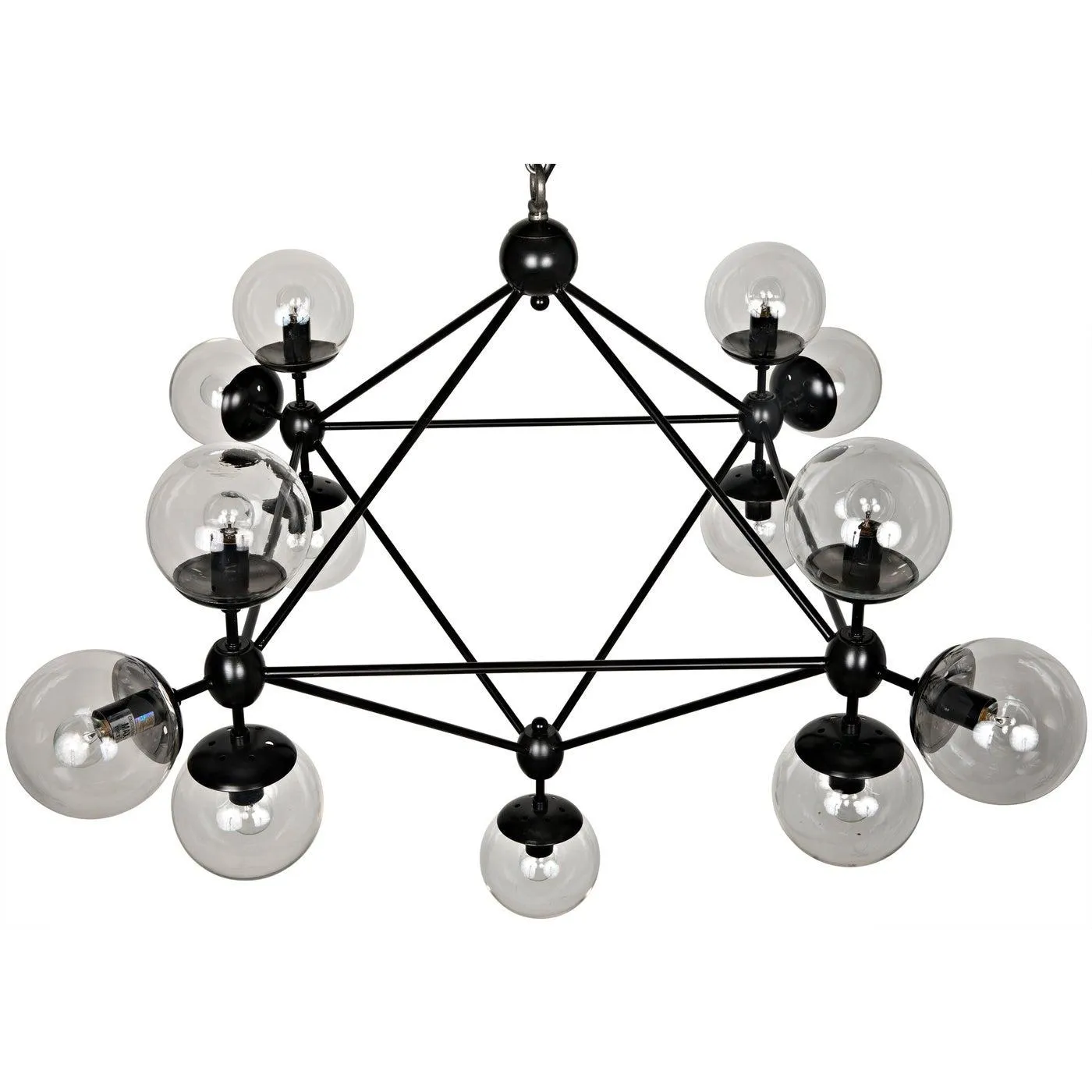 Pluto Chandelier, Small, Black Steel