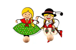 Polish Folk Art Wooden Couple Hooks, Highlanders