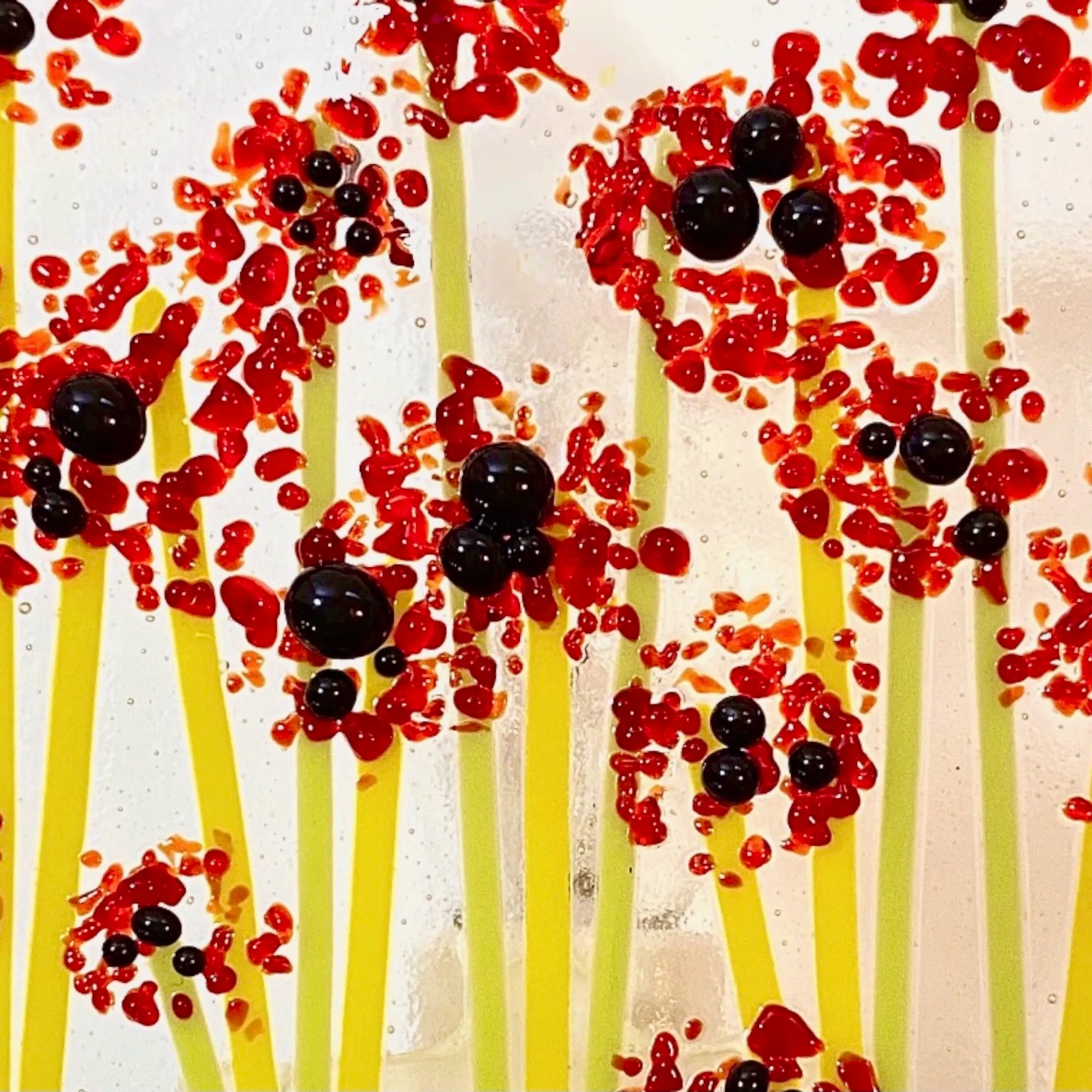 Poppy Wild Flowers Night Light - Glass Glitter Sprinkles - Clear Glass