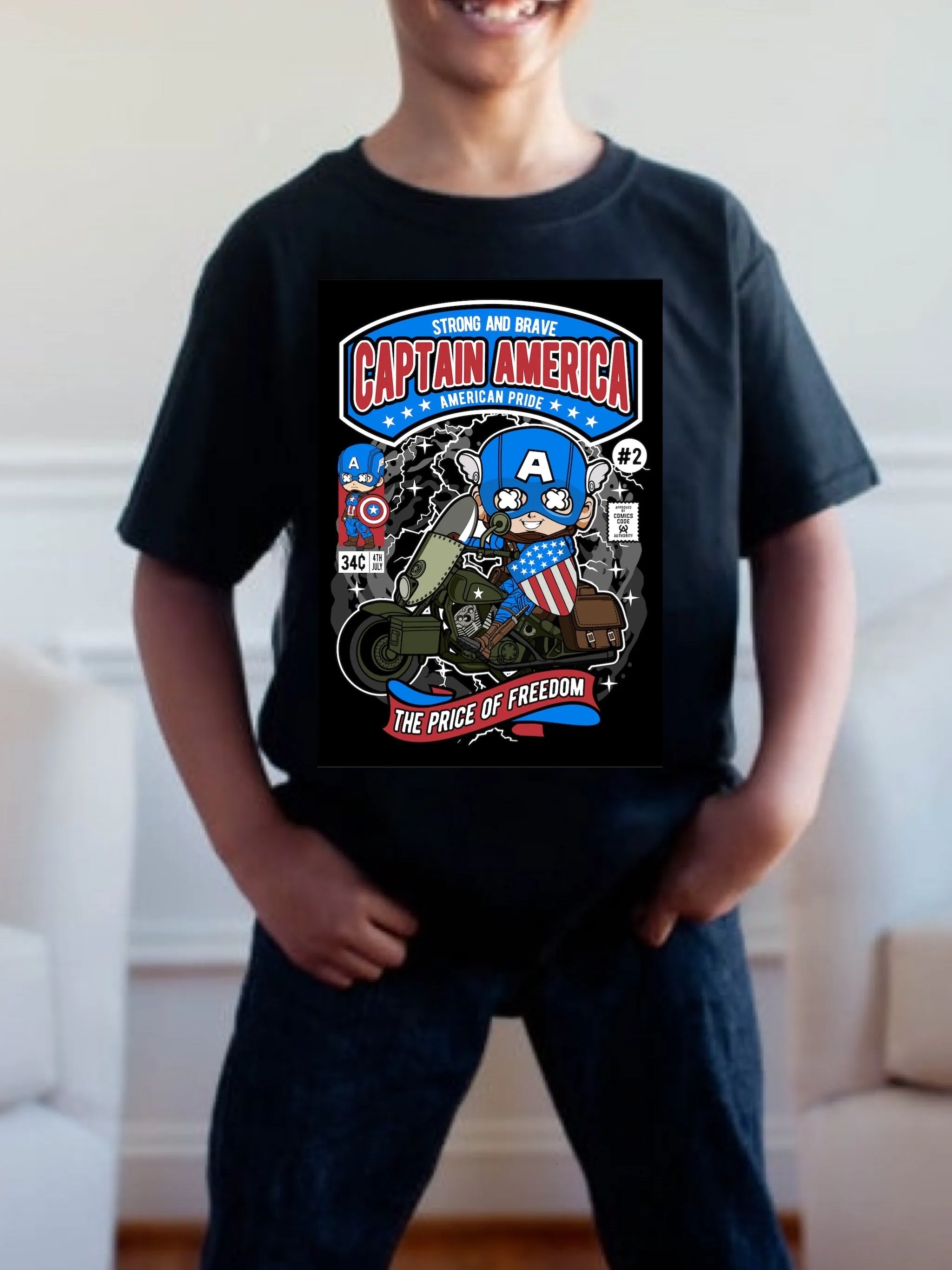 Pre order CAPTAIN AMERICA POP tee (tee as pictured ) 1.5 week -2 week Tat