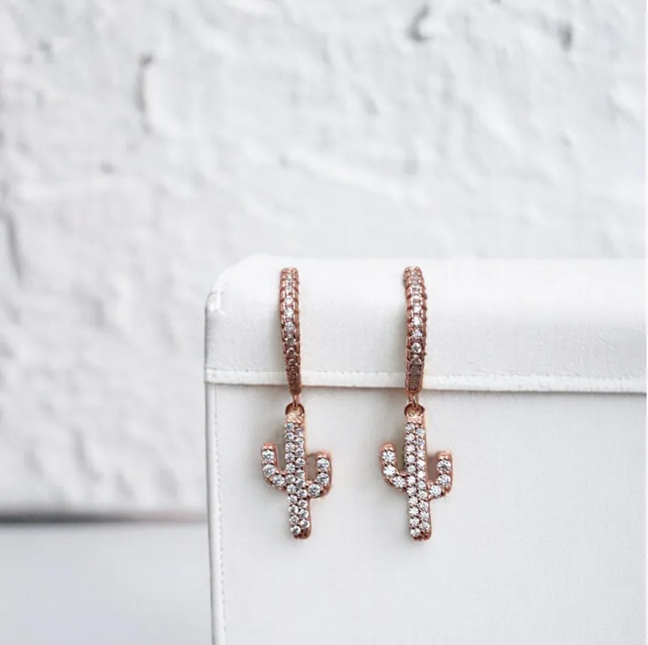 Prickly Cactus Charm Huggie Earrings