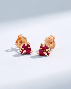 Princess Cluster Ruby Studs