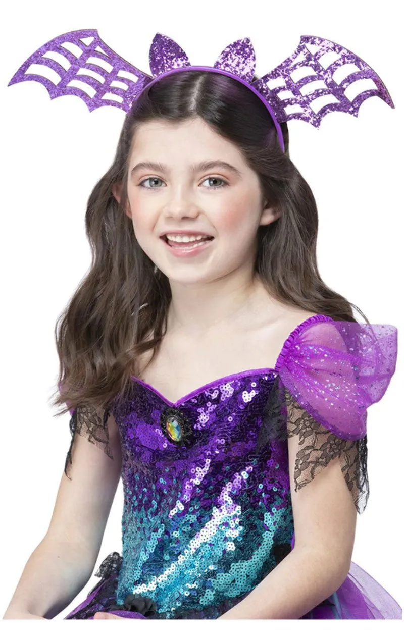 Purple Glitter Bat Headband