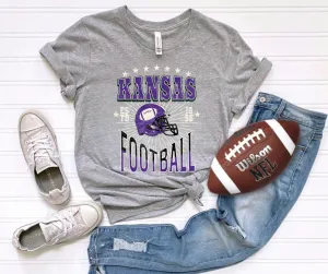 Purple Kansas Football Grey Graphic Tee