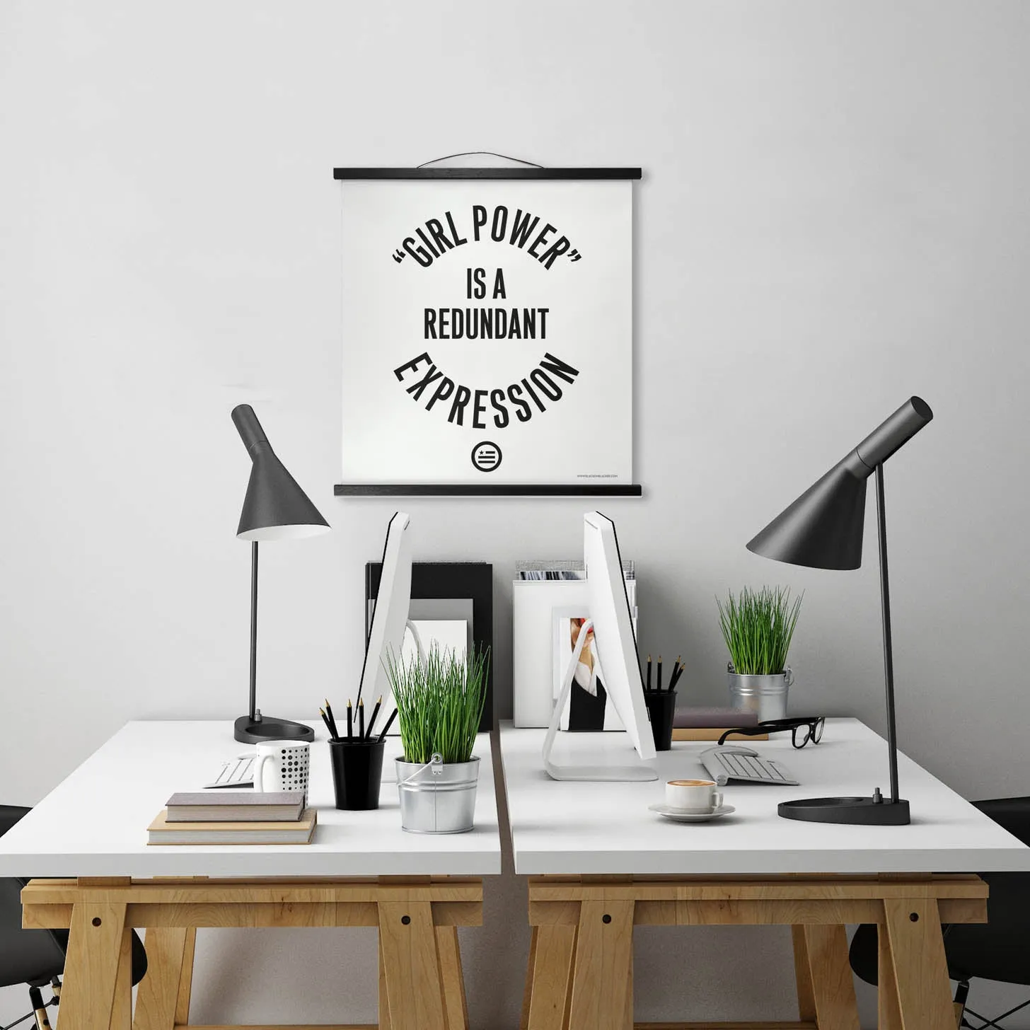 "GRL PWR" Hanging Canvas Print - White
