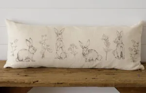 Rabbits & Wildflowers Lumbar Pillow