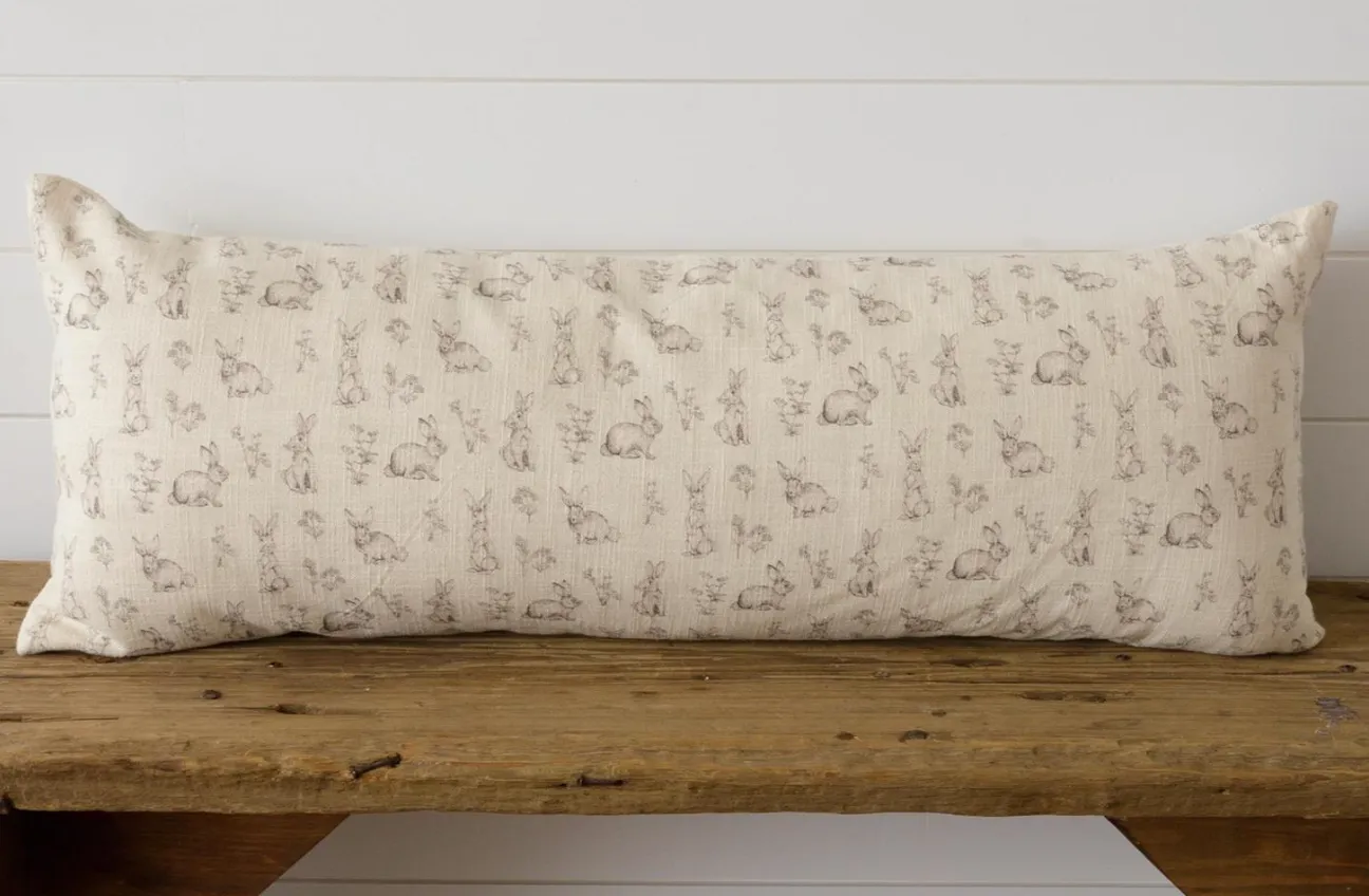 Rabbits & Wildflowers Lumbar Pillow