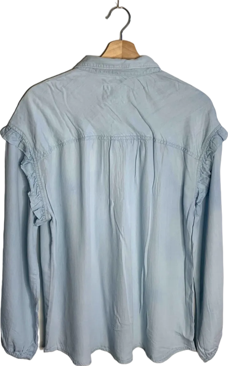 Rails Light Blue Willow Ruffled Chambray Button-Up Shirt with Ruffle Detail Large