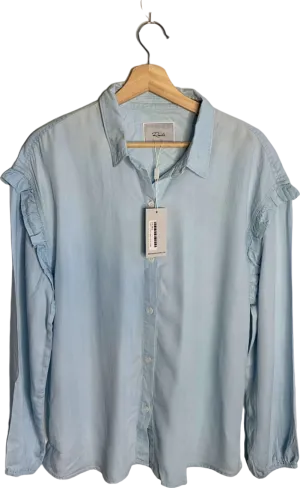 Rails Light Blue Willow Ruffled Chambray Button-Up Shirt with Ruffle Detail Large