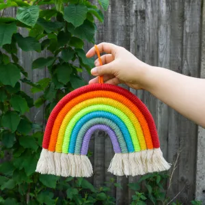 Rainbow Macrame Wall Hanging Decor "Neon Green" (Regular)