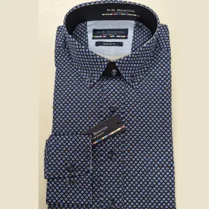 R.B.Boston Navy Print L/S Shirt