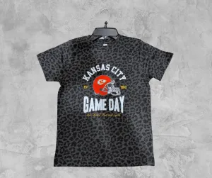 READY TO SHIP - Kansas City Gameday Est 1960 Helmet Leopard Tee (FINAL SALE)