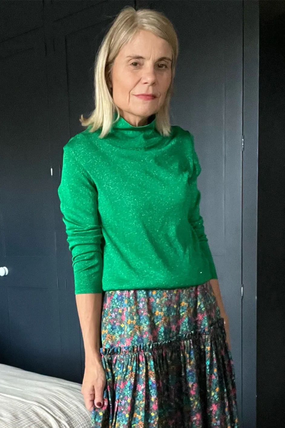 Remi Metallic Roll Neck - Green