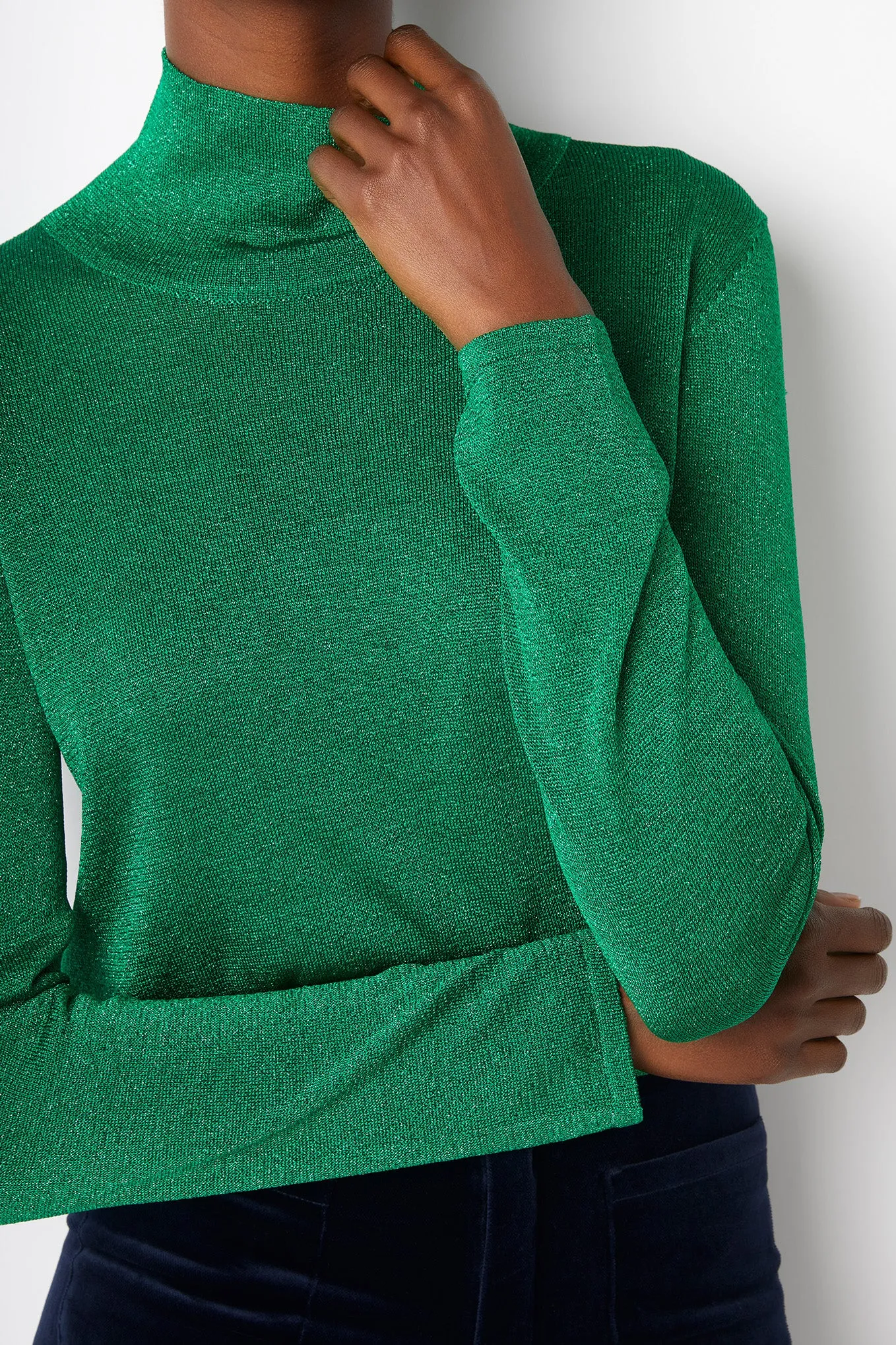 Remi Metallic Roll Neck - Green
