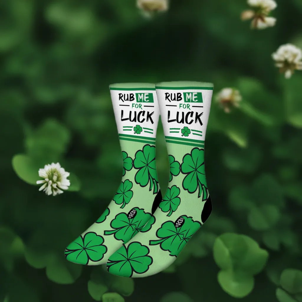 RUB ME FOR LUCK Funny St Patrick's Day Socks
