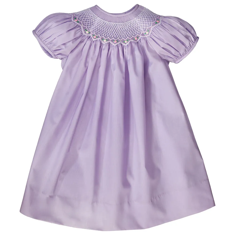 Sadie Lavender Bullion Rose English Smocked Bishop