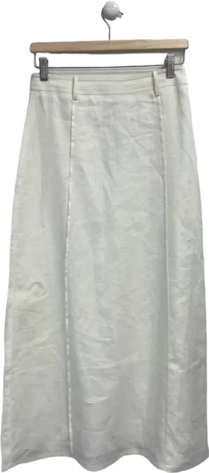 Sancia White Linen Midi Skirt UK S