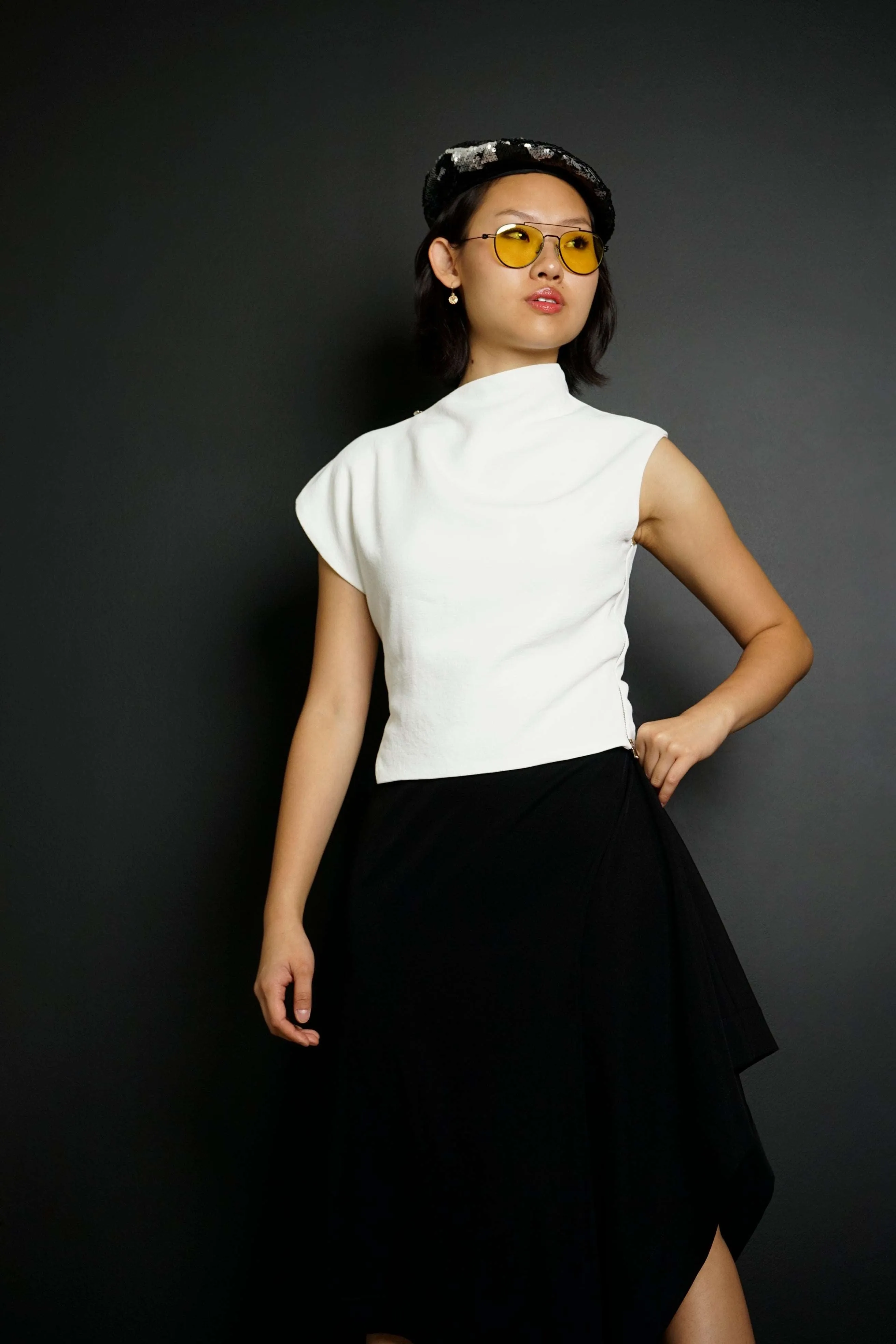 Santo White Asymmetrical Blouse