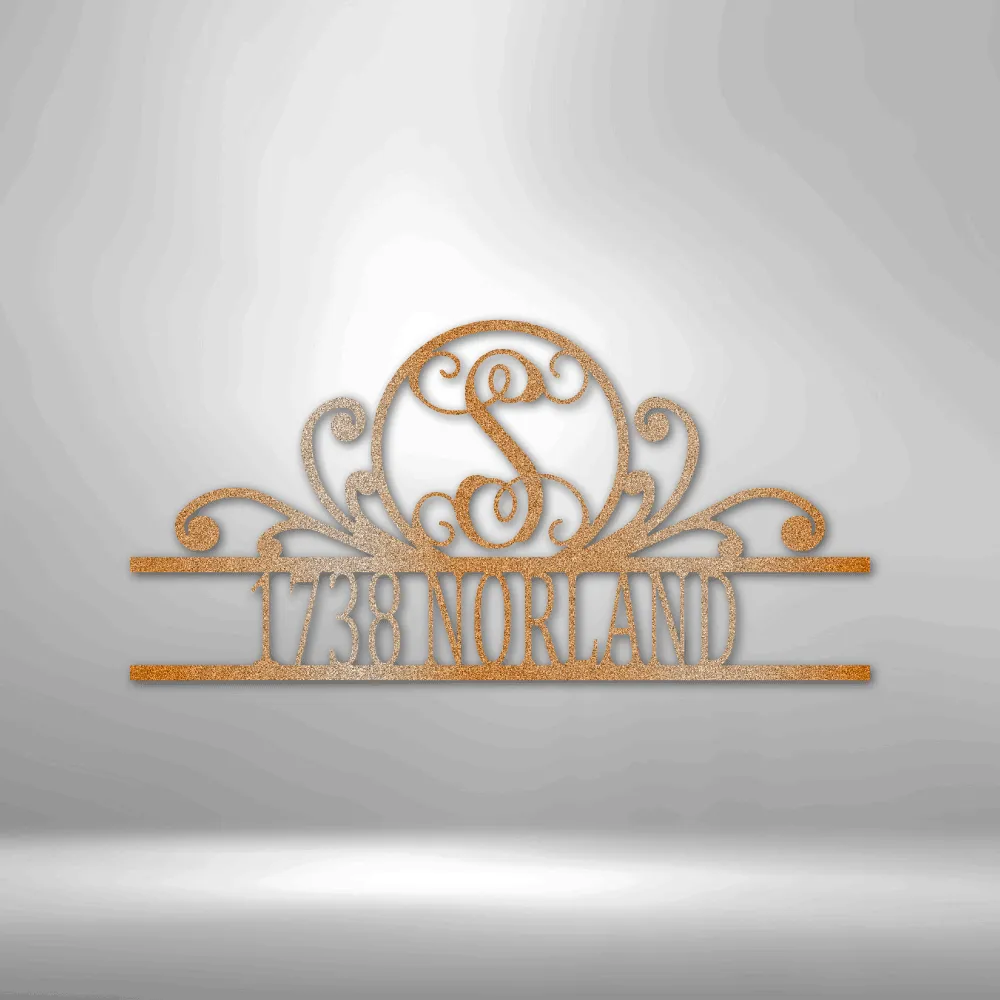 Scroll Family Name - Steel Sign