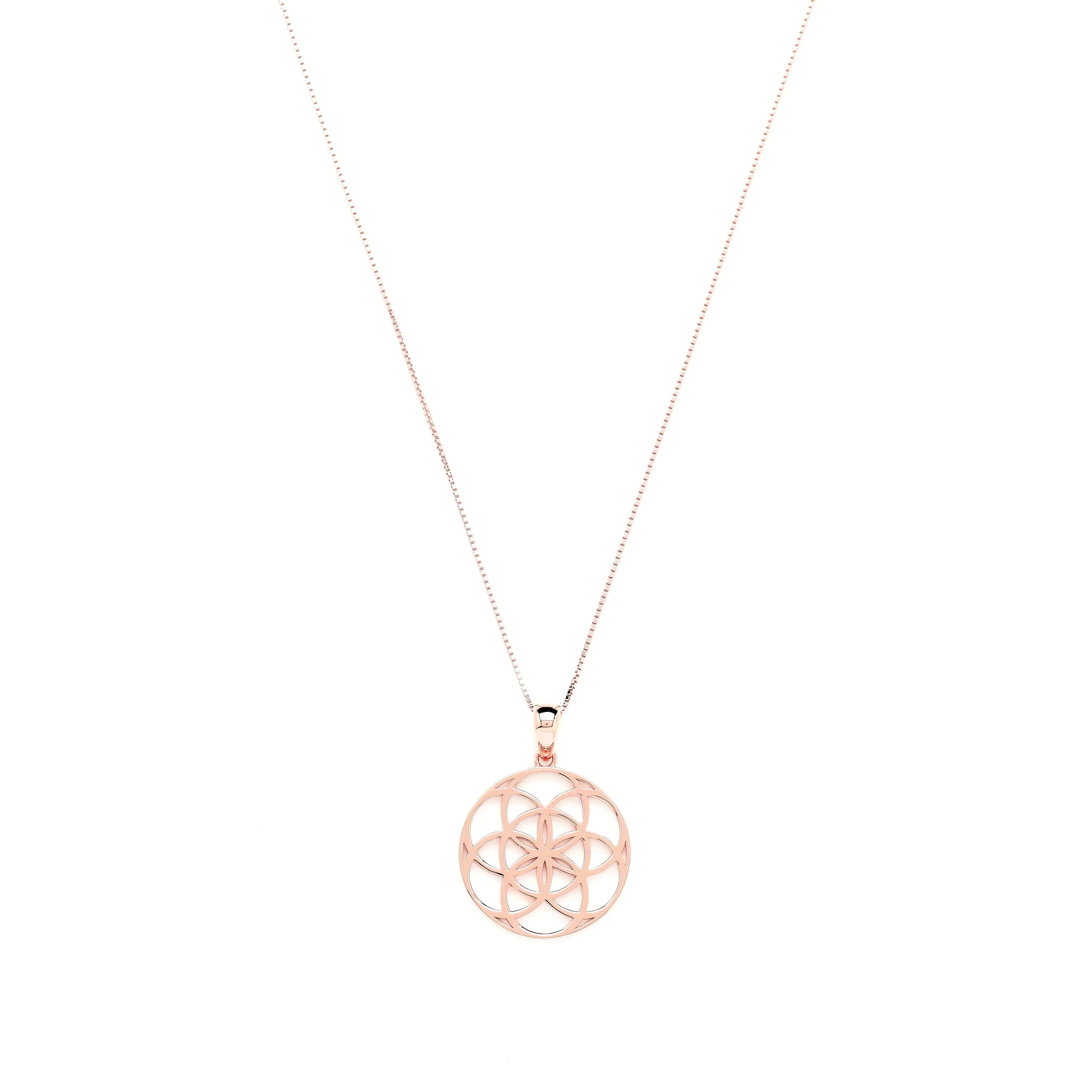 Seed of Life Abundance Necklace Sterling Silver, Rose Gold