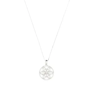 Seed of Life Abundance Necklace Sterling Silver, White Rhodium