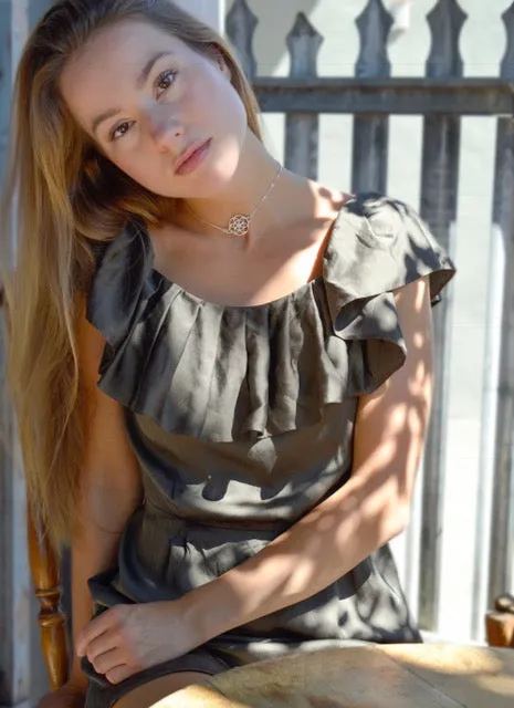 Seed of Life Choker/Y-Style Lariat, Reversible Necklace, White Rhodium