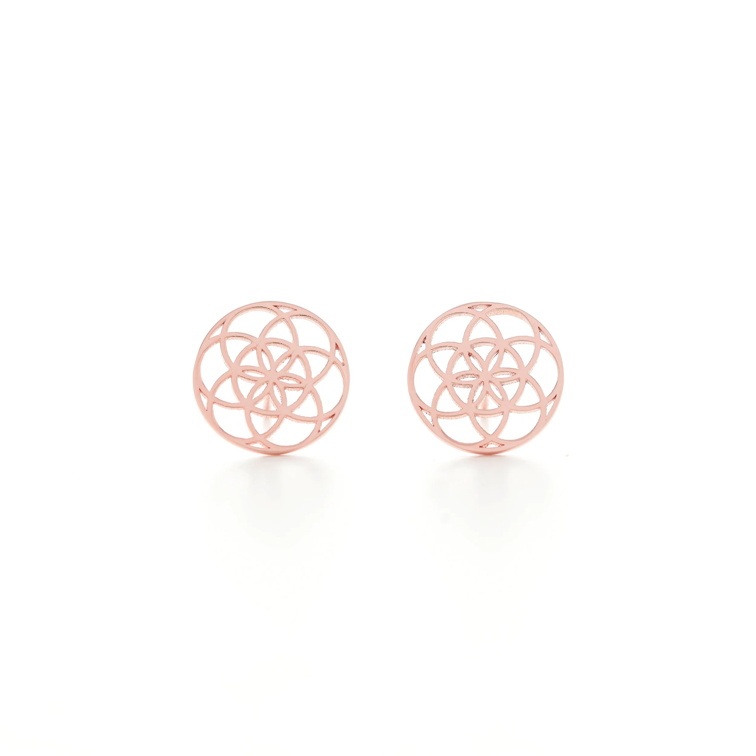 Seed of Life,  Rose Gold Stud Earrings
