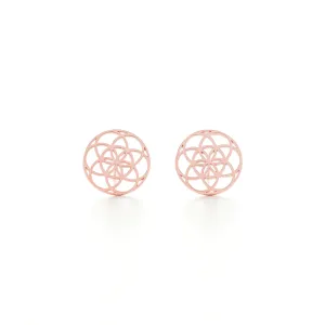 Seed of Life,  Rose Gold Stud Earrings