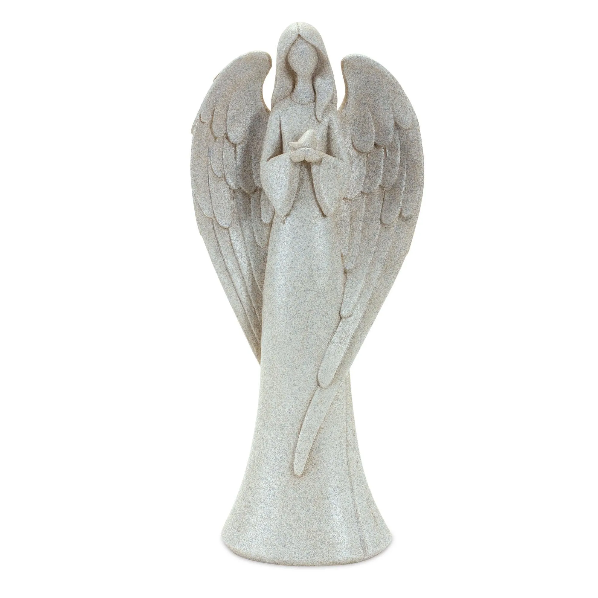 Serene Angel Figurine with Bird Accent (Set of 2)