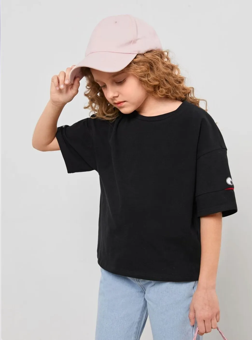 SHEIN x googly eye cru drop shoulder cartoon graphic tee
