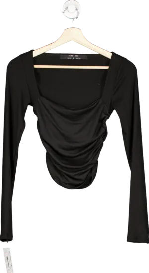 Silence Noise Black Long Sleeve Ruched Top UK M