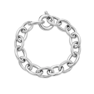 Silver Cable & Polished Chain Link Bracelet