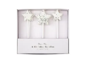 Silver Glitter Star Candles
