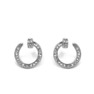 Silver Open Loop crystal Nail Stud Earrings #SQGN0830015S(OF22)