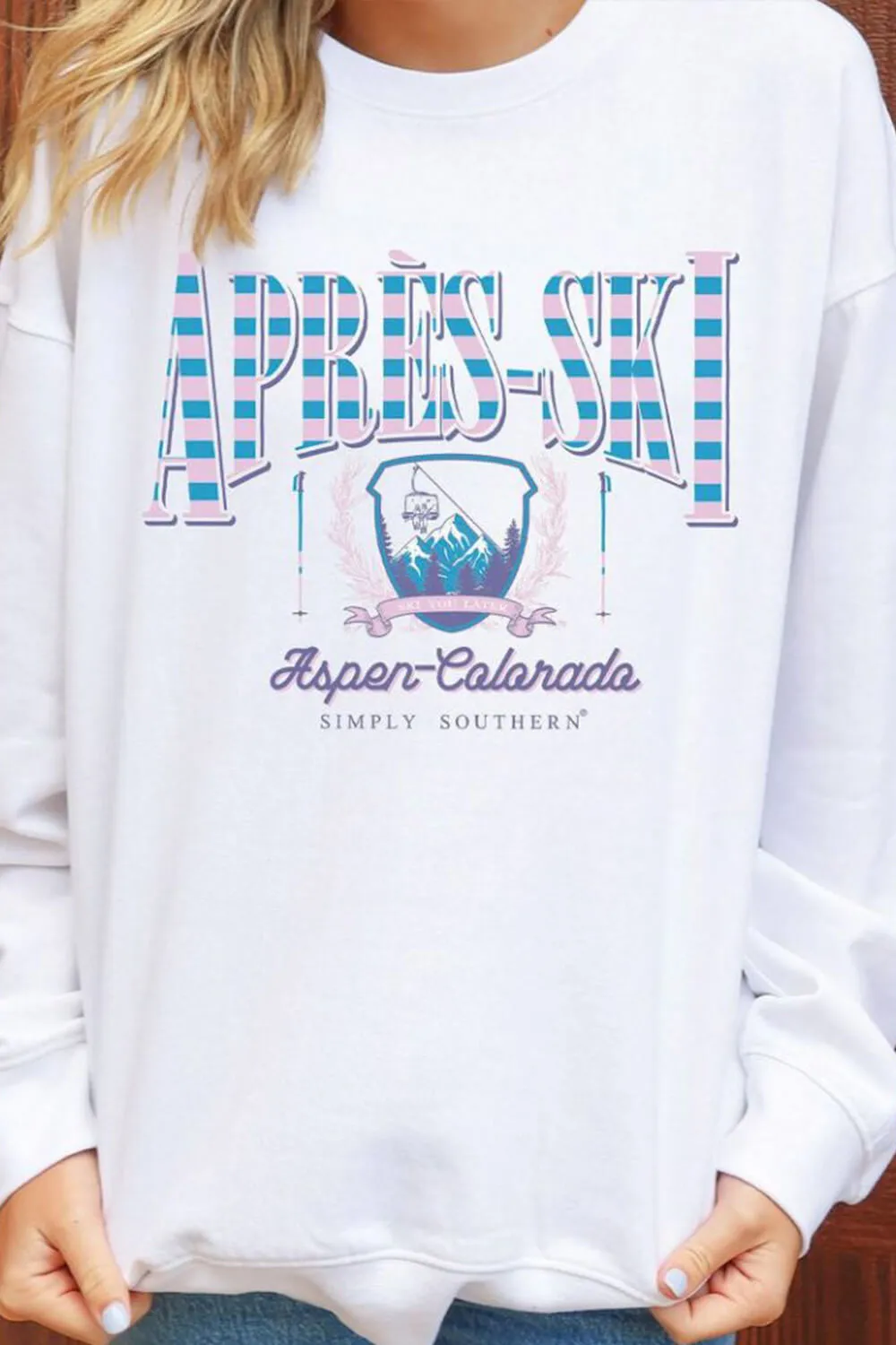 Simply Southern Youth Après-Ski Crewneck for Girls in White | YTH-CREW-APRES-WHITE