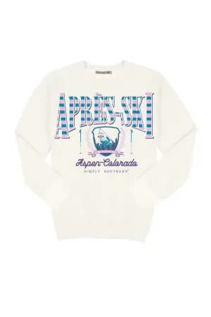 Simply Southern Youth Après-Ski Crewneck for Girls in White | YTH-CREW-APRES-WHITE