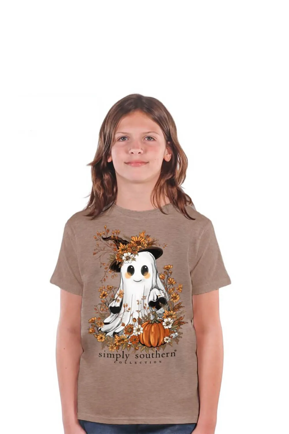 Simply Southern Youth Fall Ghost T-Shirt for Women in Desert Heather | YTH-SS-GHOST-DESERTHTHR