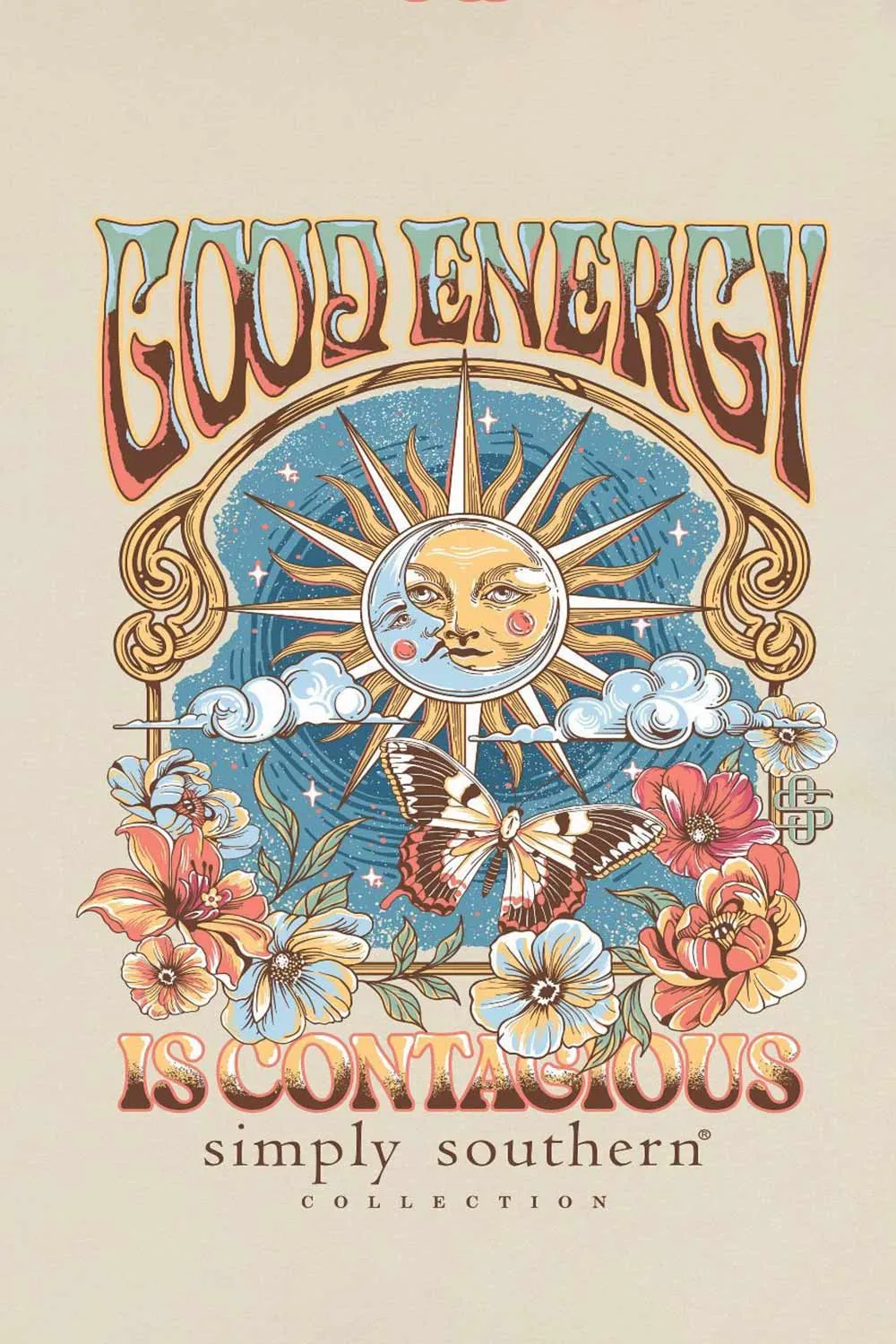 Simply Southern Youth Good Energy T-Shirt for Girls in Off White | YTH-SS-GOOD-WISP
