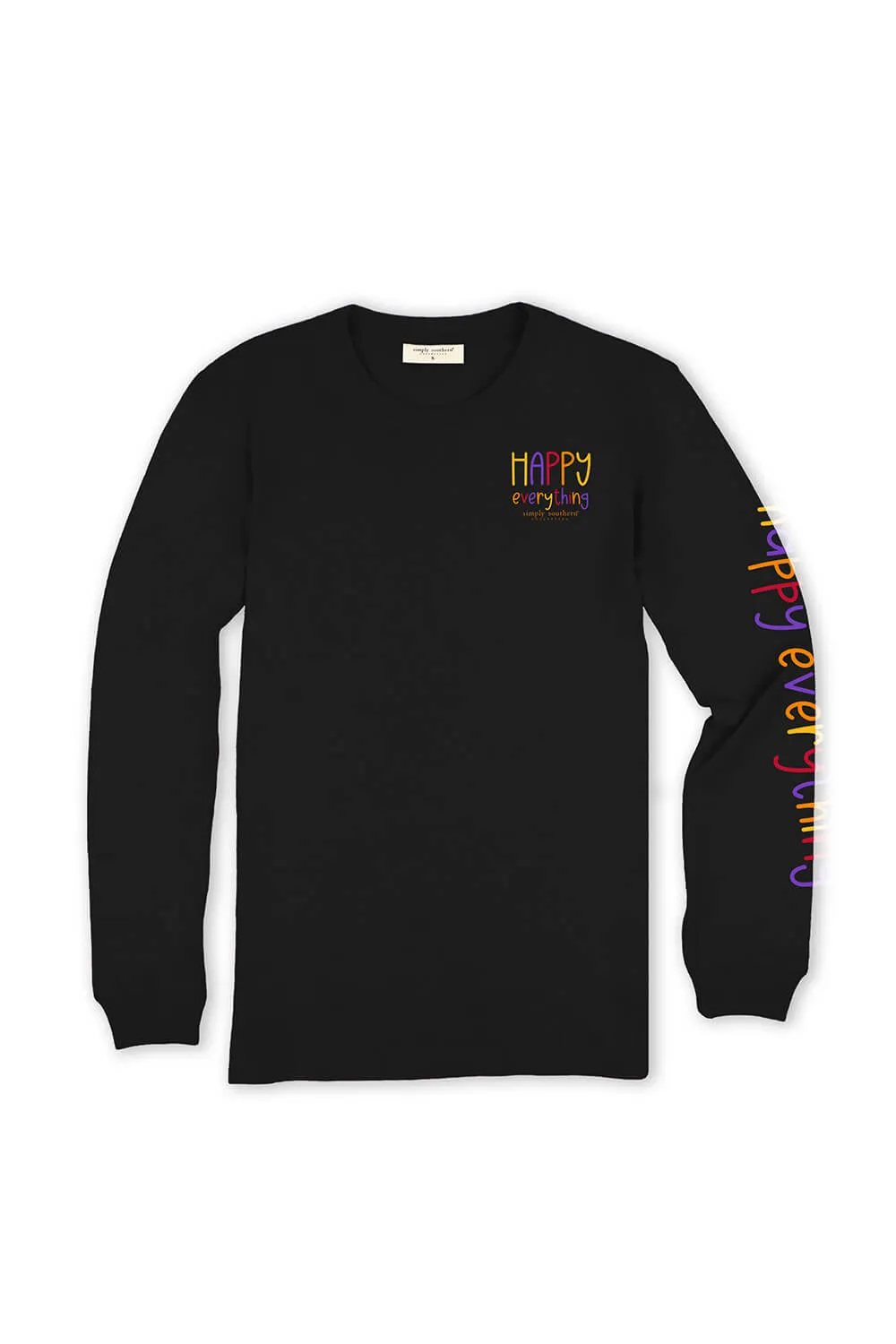 Simply Southern Youth Long Sleeve Happy Everything T-Shirt for Girls in Black | YTH-LS-EVERYTHING-BLACK