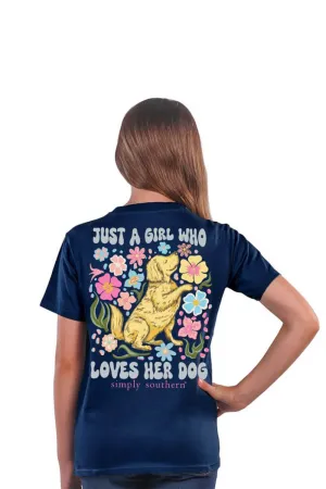 Simply Southern Youth Loves Her Dog T-Shirt for Girls in Navy | YTH-SS-LOVEDOG-NAVY
