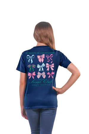 Simply Southern Youth Pursuit of Preppiness T-Shirt for Girls in Navy | YTH-SS-HAIRTIE-NAVY