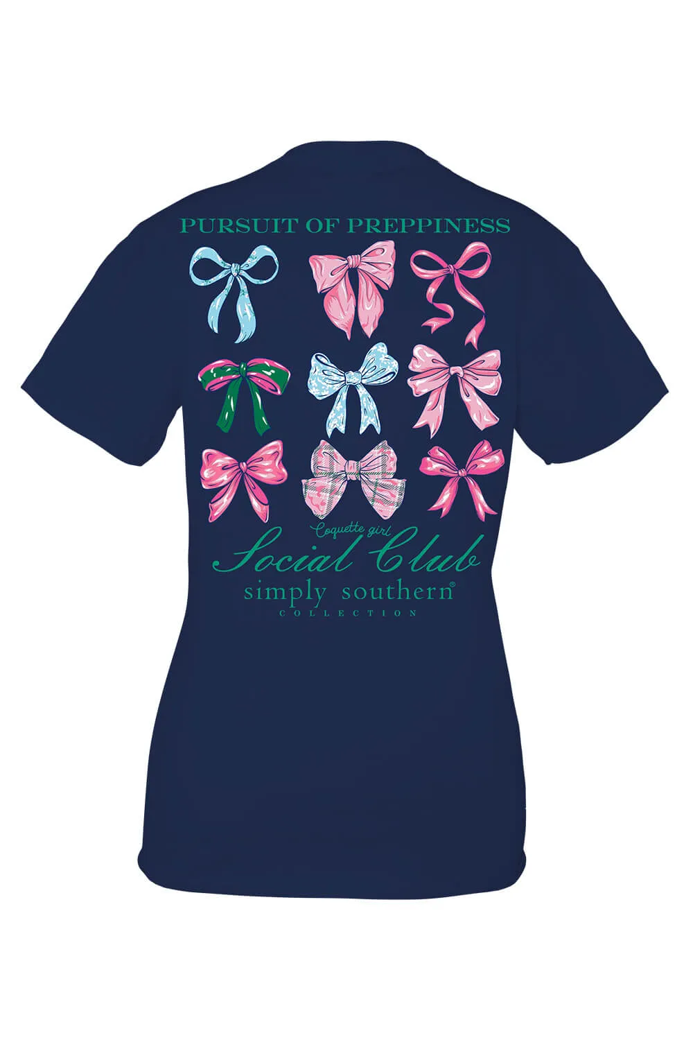 Simply Southern Youth Pursuit of Preppiness T-Shirt for Girls in Navy | YTH-SS-HAIRTIE-NAVY