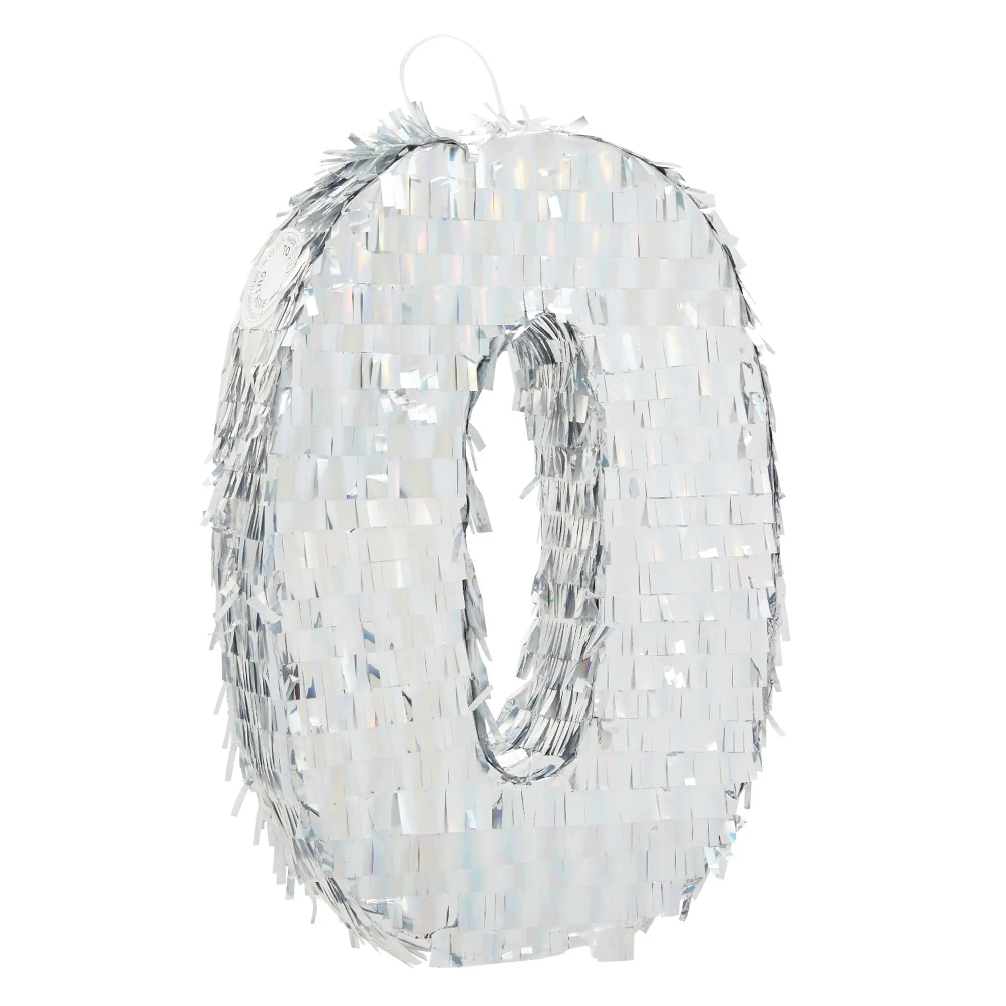 Small Silver Holographic Number 0 Pinata for Birthday Party