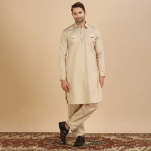 Sophistication Light Fawn Pathani Kurta