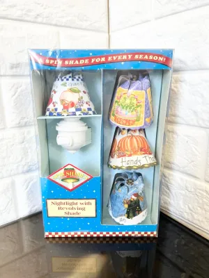 Spin Shades Nightlight with 4 Revolving Seasonal Shades - Snowman, Pumpkin, Fruit, Easter