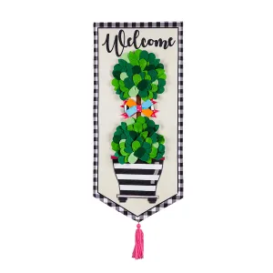 Spring Topiary Welcome Everlasting Impressions Textile Décor,14l10290xl