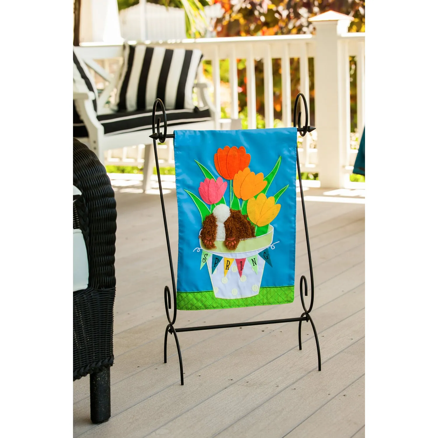 Spring Tulips Garden Applique Flag,168727bl