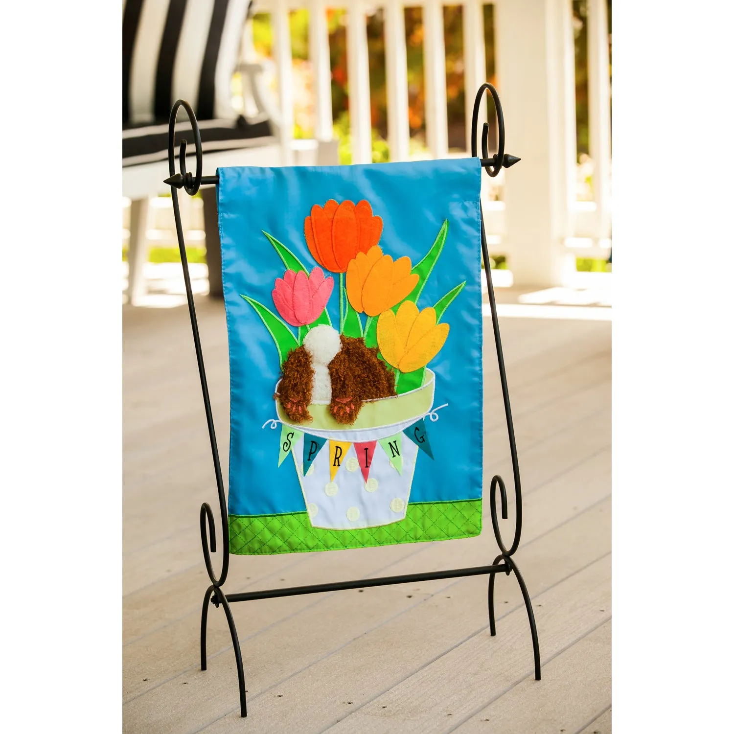 Spring Tulips Garden Applique Flag,168727bl
