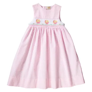Sprinkled Cupcakes Pink Gingham Seersucker Smocked Sundress